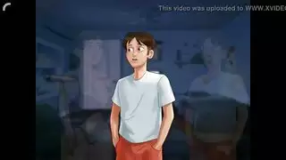 الابن بالتبني المحظوظ يستمتع بإيلاج مزدوج مع حوريات العائلة